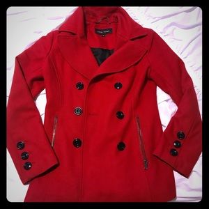 Red pea coat